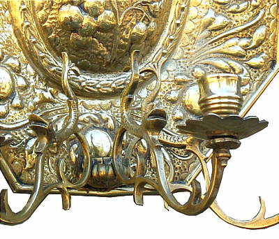 A Pair of 18th Century English Brass Sconces