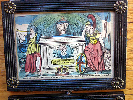 Pair of Hand-colored Prints Commemorating Queen Caroline