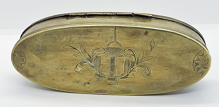 18th century brass tobacco box; city of Delft