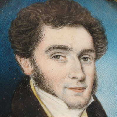 Paintings<br>Archives<br>Portrait Miniature on Ivory of a  Handsome Gentleman