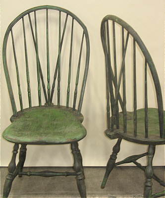 SOLD  Pair of Rhode Island Braced Back Windsor Side Chairs