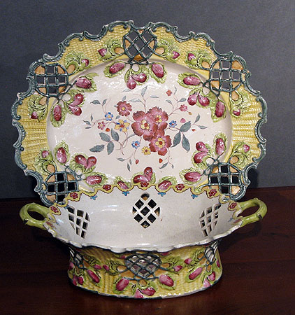 Ceramics<br>Ceramics Archives<br>SOLD  Enameled Saltglaze Basket and Stand