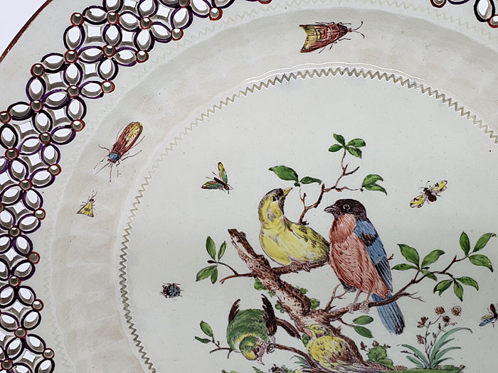 Creamware Pierced Edge Plate with Birds