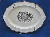 SOLD   Creamware Platter with Transfer of Minerva etc.