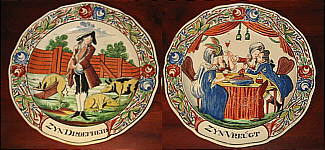 SOLD   A Pair of Creamware Prodigal Son Plates