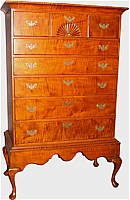 SOLD  Tiger Maple Chest on Frame