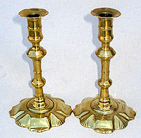 A Pair of Queen Anne Brass Candlesticks