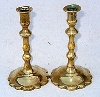 A Pair of Queen Anne Brass Tapersticks
