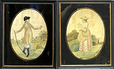 SOLD   A Pair of English Silk Needlework Pictures