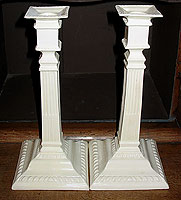 SOLD  A Pair of 18th Century Creamware Candlesticks