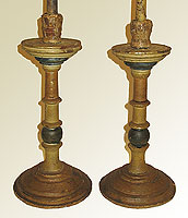 SOLD A Pair of 18th Century Wooden Candlesticks