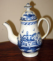 A diminutive Pearlware Blue and White coffeepot
