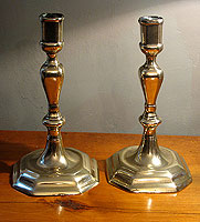 Pair of early Huguenot Brass Candlesticks