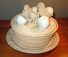 SOLD  English Victorian Caneware Game Pie Dish