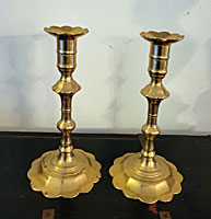 Pair of Queen Anne Petal Base Candlesticks