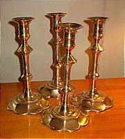 Rare Set of Four Queen Anne Petal-Base Candlesticks